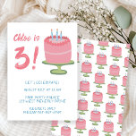 Kummel Kids Party Anpassningsbar, 3:e födelsedag Inbjudningar<br><div class="desc">Perfekt sött kort för ett roligt barns födelsedagsfest inbjudan! Hand skapade konst åt dig! FULLT ANPASSADE! Klicka på "Anpassa" ovan om du vill redigera texten. Klicka på "Redigera med verktyg" för att justera typsnitt, färg och placeringar. Ta bort baksidans kaka mönster om du vill. (Se även min butik för alternativa...</div>