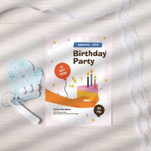 Kummel Rosa 18:e födelsedagen Inbjudningar