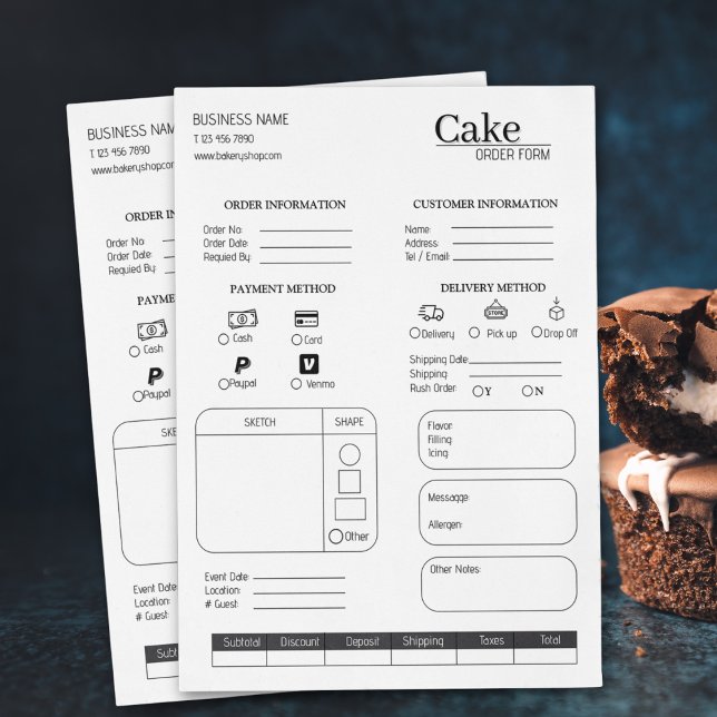 Kummelbeställning från baksidan av småföretagskumm (Cake Order Form Bakery Small Business Wedding Cake)
