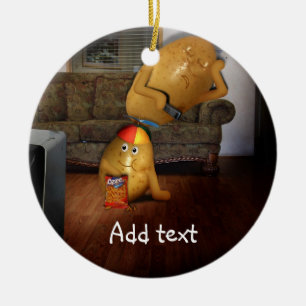 Kumpotatis med Far insomning på soffan Julgransprydnad Keramik