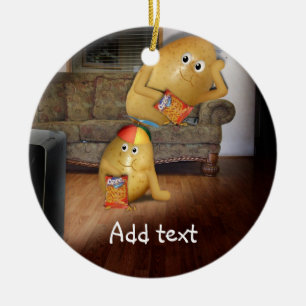 Kumpotatis med Far insomning på soffan Julgransprydnad Keramik