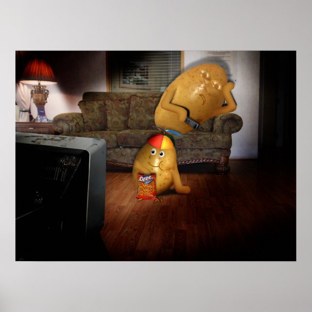 Kumpotatis med Far insomning på soffan Poster (Framsidan)
