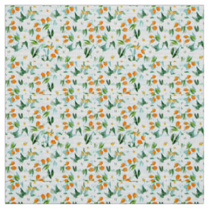 Kumquat Orchid Summer Fruit Mönster på Teal Tyg
