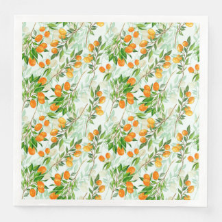 Kumquat Tropical Summer Fruit Mönster på Mint Pappersservett