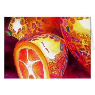 Kumquats orange citrus vattencolor frukt art hälsningskort