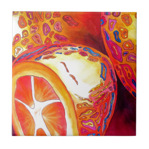 Kumquats orange citrus vattencolor frukt art kakelplatta
