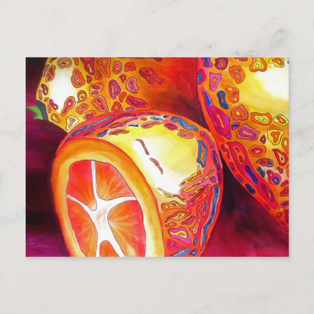 Kumquats orange citrus vattencolor frukt art vykort (Framsida)