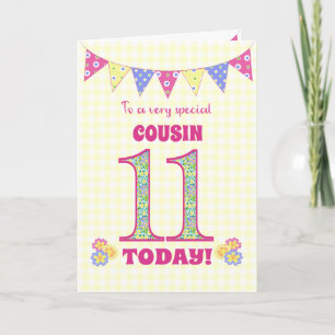 Kumsin 11:e födelsedagspräster och Bunting Card Kort