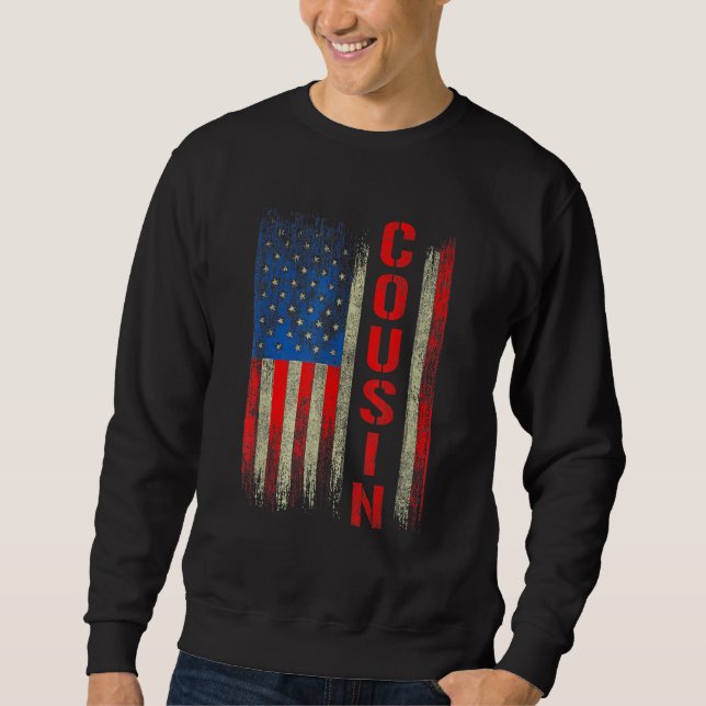 Kumsin Amerika Flagga För manar Fars dag Funny Lång Ärmad Tröja (Framsida)