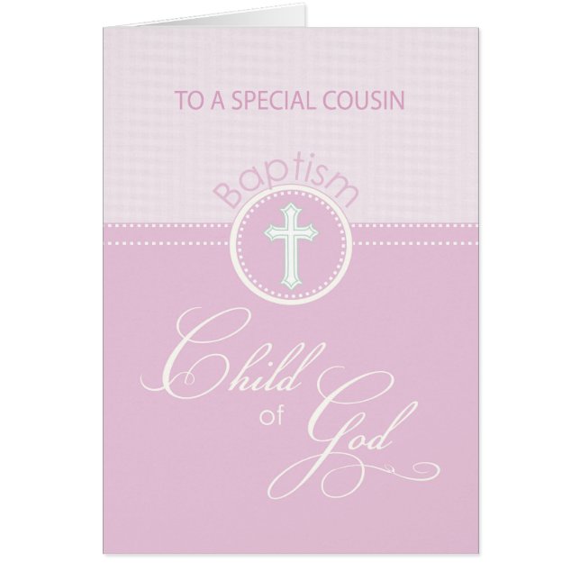 Kumsin Baptism Grattiss Rosa Guds barn Hälsningskort (Framsidan)