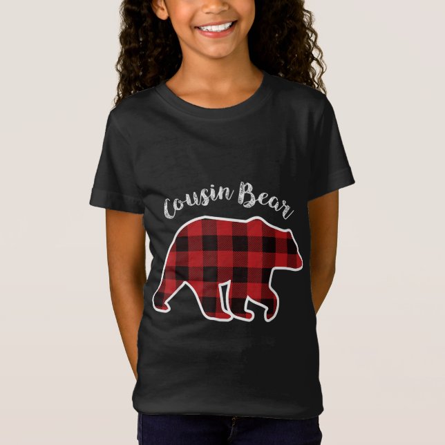Kumsin BEAR Kids Red Play jul Pajama-familjen T Shirt (Framsida)