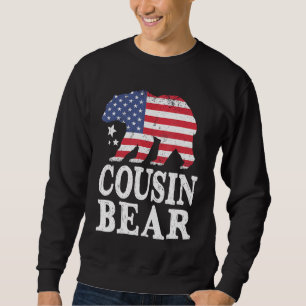 Kumsin Bear Patriotic Flagga Matching Family 4:e Lång Ärmad Tröja