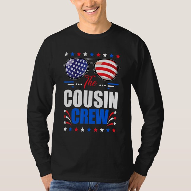 Kumsin besättning 4 juli: Patriotic American Famil T Shirt (Framsida)