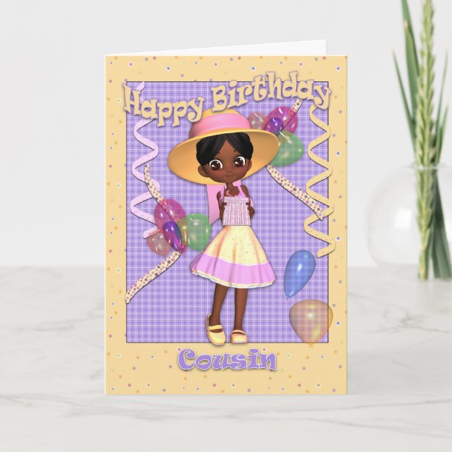 Kumsin Birthday Card - Cute Little Girl Kort (Framsida)