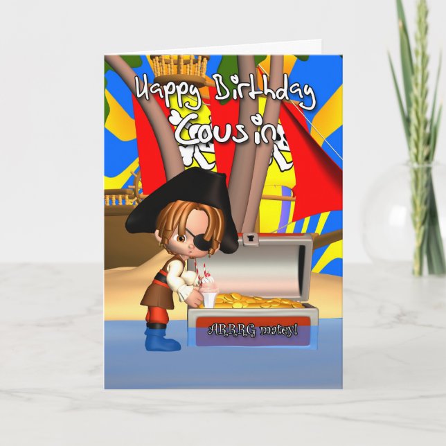 Kumsin Birthday Card Pirat Treasure Kort (Framsida)