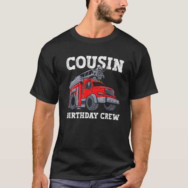 Kumsin Birthday Crew Fire Lastbil Firefighter T Shirt (Framsida)