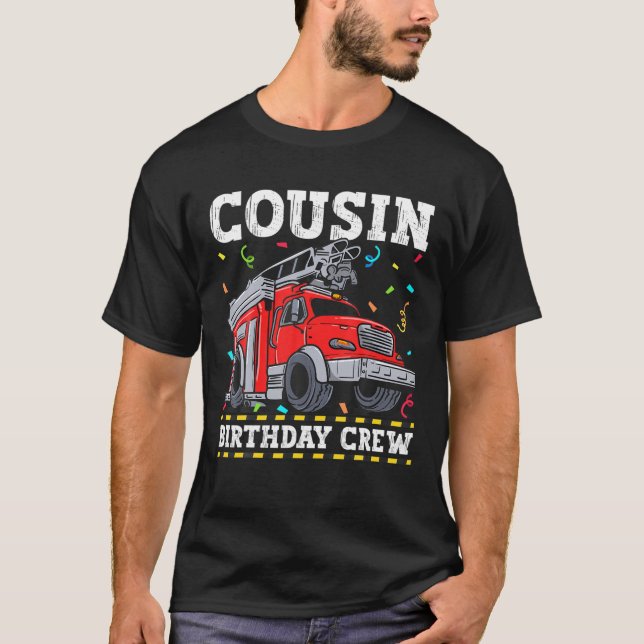 Kumsin Birthday Crew Fire Lastbil Firefighter T Shirt (Framsida)