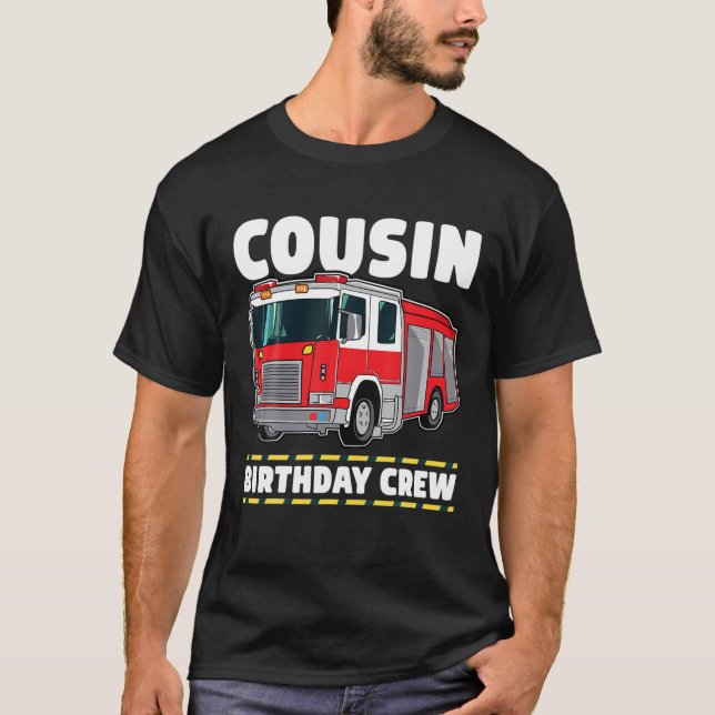 Kumsin Birthday Crew Fire Lastbil Firefighter T Shirt (Framsida)