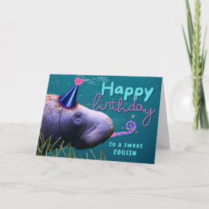 Kumsin Birthday Cute Manatee i Party Kort