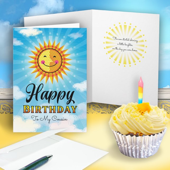 Kumsin Birthday Gult Orange Smiling Sol Card Kort (Skapare uppladdad)