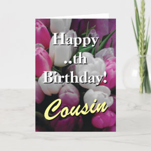 Kumsin Birthday kort rosa tulip blombuquet