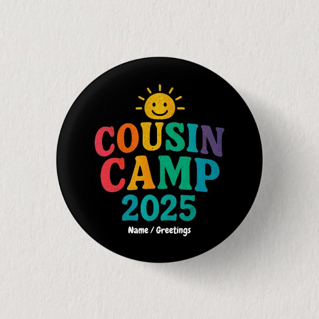 Kumsin Camp 2025, sommarsemester, Roligt Camping Knapp (Framsida)
