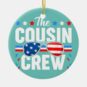 Kumsin Crew 4:e juli Patriotic American Family Julgransprydnad Keramik