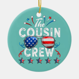 Kumsin Crew 4:e juli Patriotic American Family Julgransprydnad Keramik