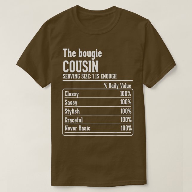Kumsin Crew Näringsfakter för Bougie Cousin T Shirt (Design framsida)