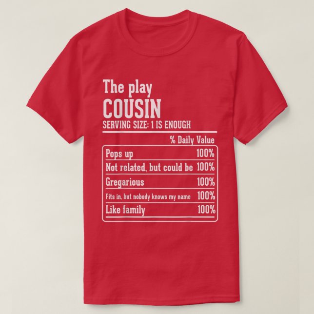 Kumsin Crew Näringsfakter för Play Cousin T-Sh T Shirt (Design framsida)