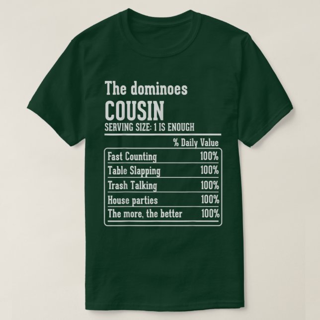 Kumsin Crew Nutritional Facts of Dominoes Cousin  T Shirt (Design framsida)