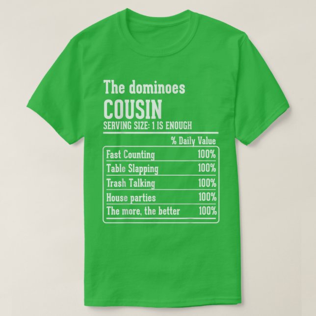 Kumsin Crew Nutritional Facts of Dominoes Cousin T Shirt (Design framsida)