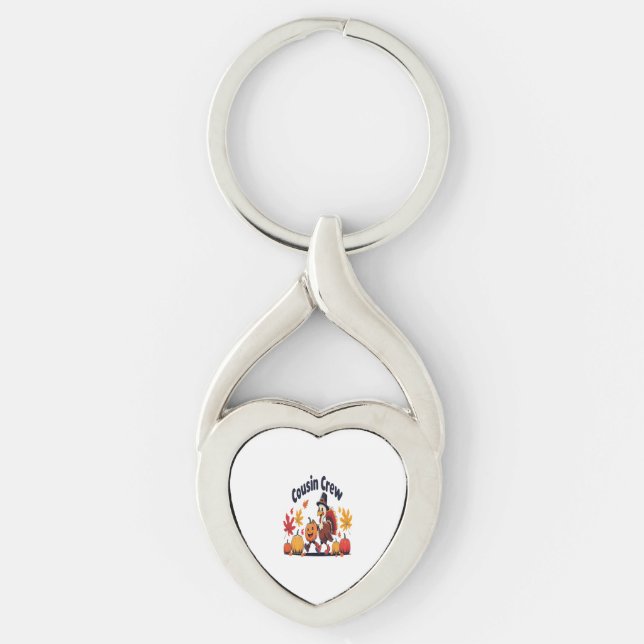 Kumsin Crew Thanksgiving Pumpkin Twisted Heart Silverfärgad Nyckelring (Framsidan)