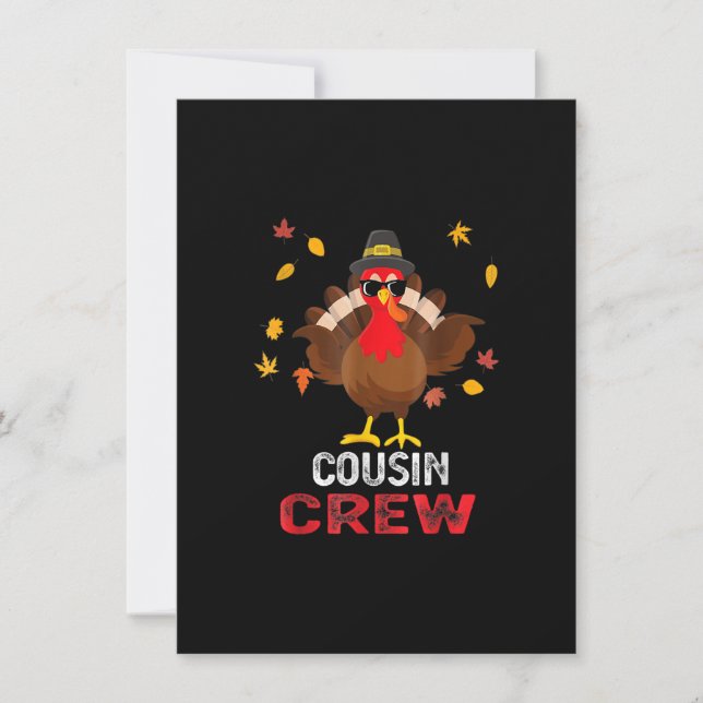 Kumsin Crew Turkey Family Thanksgiving Pajamas Mat Inbjudningar (Framsida)