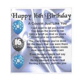 Kumsin dikt 16:e födelsedagen - blå anteckningsblock