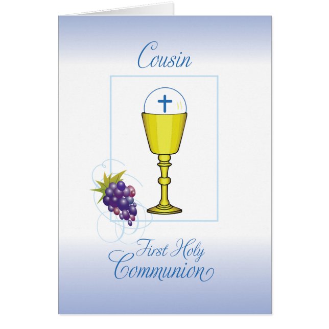 Kumsin First Communion, Chalice with Host & Grapes Hälsningskort (Framsidan)