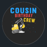 Kumsin från Birthday Crew Construction Coola Excav Runt Klistermärke<br><div class="desc">Kumsin Birthday Crew Construction Coola Excavator. Familjekusin utfits för barn.</div>
