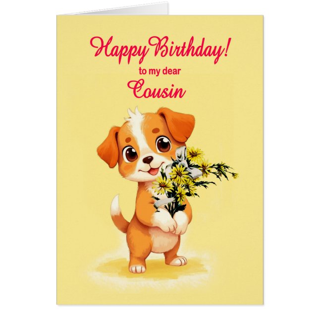 Kumsin från födelsedagspuppen och blommor hälsningskort (Framsidan)