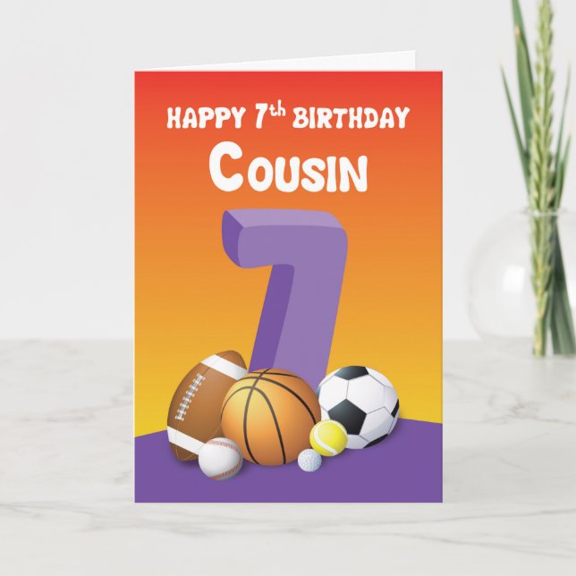 Kumsin Girl 7:e Birthday Sports Bollar Kort (Framsida)
