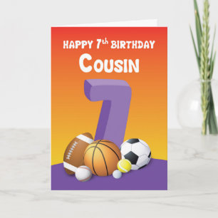 Kumsin Girl 7:e Birthday Sports Bollar Kort