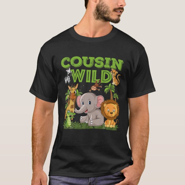 Kumsin i Vilden ett djur av Safari Jungle Birthd T Shirt (Framsida)