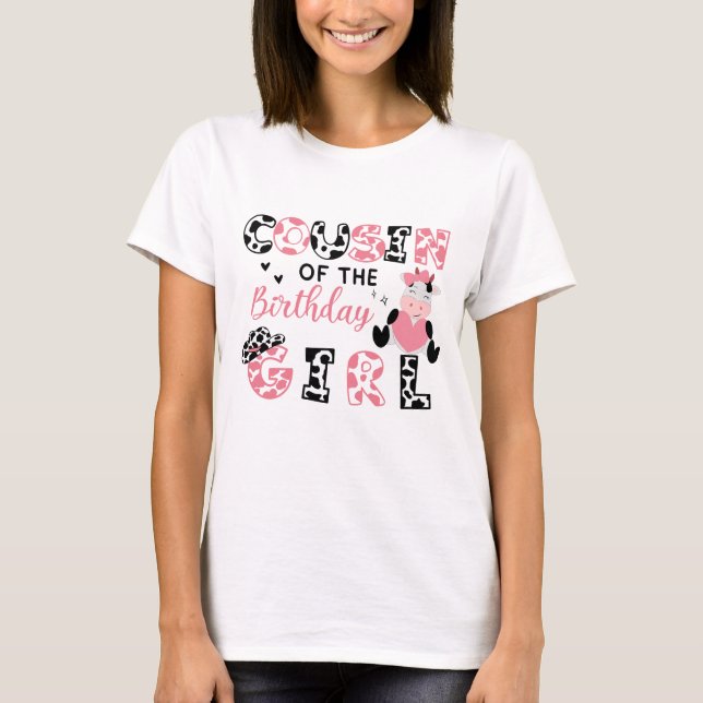 Kumsin till Birthday Girl Cow Farming Farm Match T Shirt (Framsida)