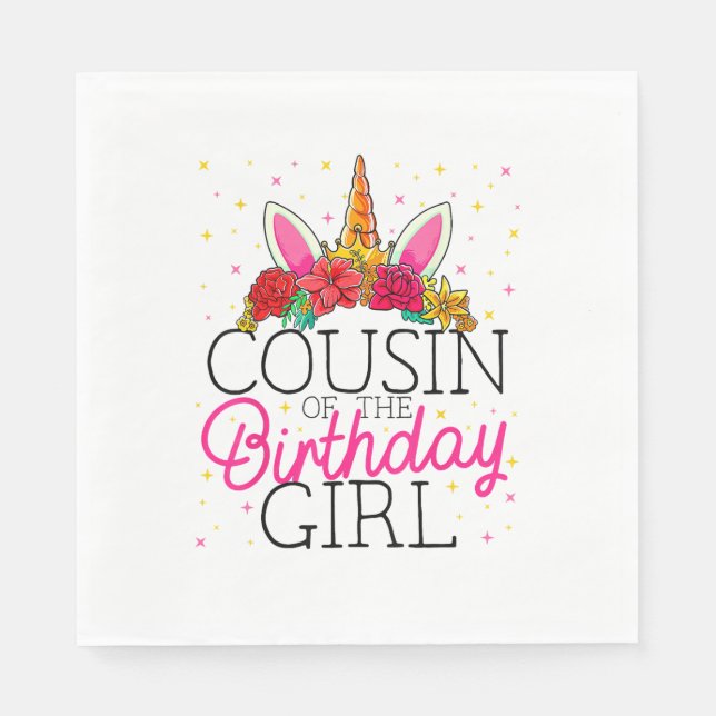 Kumsin till Birthday Girl Unicorn Birthday T-Shi Pappersservett (Framsidan)