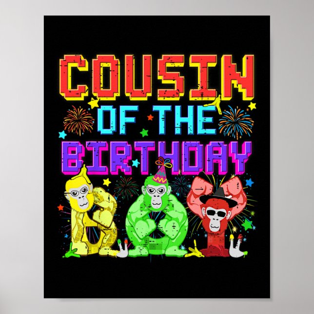 Kumsin till födelsedagspojken Gorilla Game Cute Fa Poster (Framsidan)