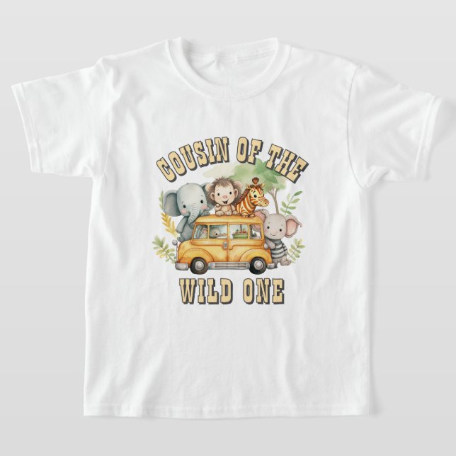 Kumsin till Vild 1-pojkarna safari-djur T Shirt (Laydown)