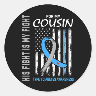 Kumsin typ 1 Diabetes Awareness Ribbon USA flagga Runt Klistermärke