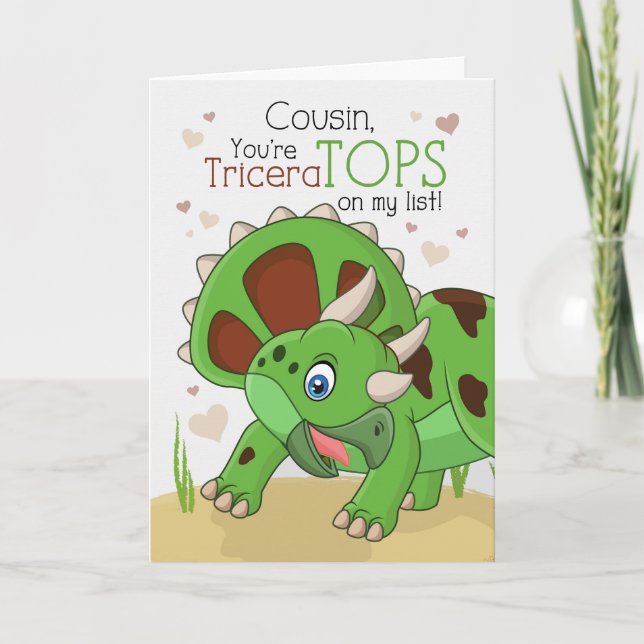 Kumsin Valentine Du är TriceraTOPS Dinosaur Helgkort (Framsida)