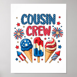 Kumsinbesättning 4:e juli Ice Cream Patriotic Kids Poster