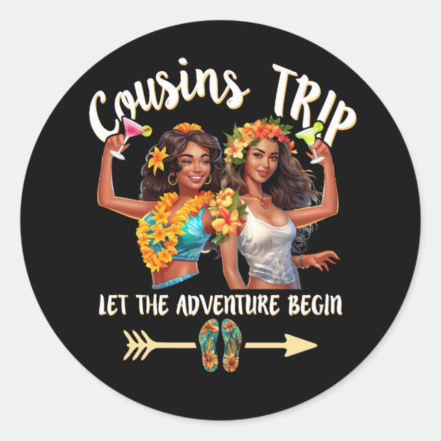 Kumsins Resa Black Women Vacation Let Adventur Runt Klistermärke (Framsida)