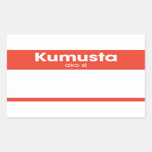 "Kumusta Ako Si" Hej My Namn är Red Nametag
